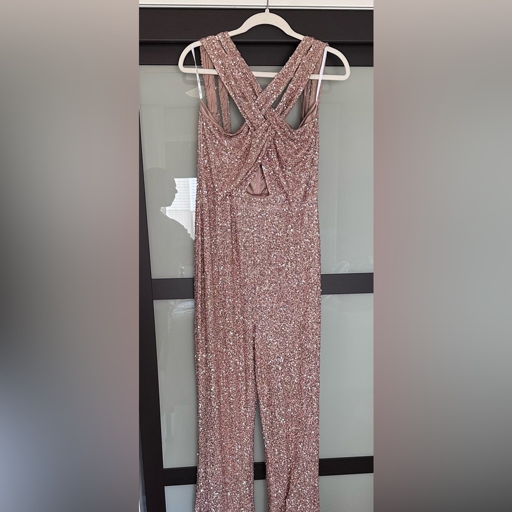 Club L London Champagne Sequin Jumpsuit